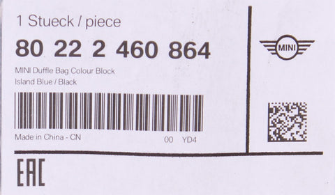 MINI Duffle Bag, Island Blue/Black Part Number - 80222460864