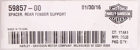 Harley-Davidson Spacer, Rear Fender Support Part Number - 59857-00
