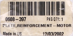 Arctic Cat Motor Mount Reinforcement Plate PN 0608-397