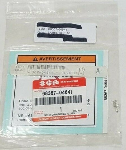 Suzuki Label,Age 16 PN 68367-04641